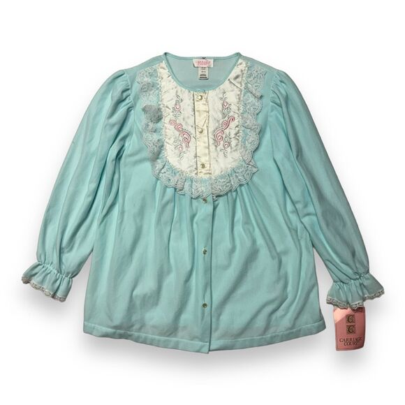 Vintage Sears Carriage Court Nightgown Turquoise Fleece Top Size 36 Small NWT - Picture 4 of 9